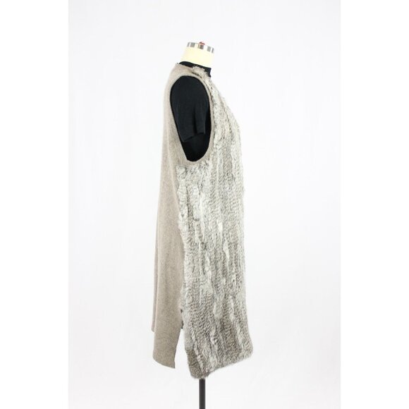 THE CASHMERE PROJECT Rabbit Fur 100% Cashmere Knit Long Vest Cardigan, Size L - Picture 2 of 15